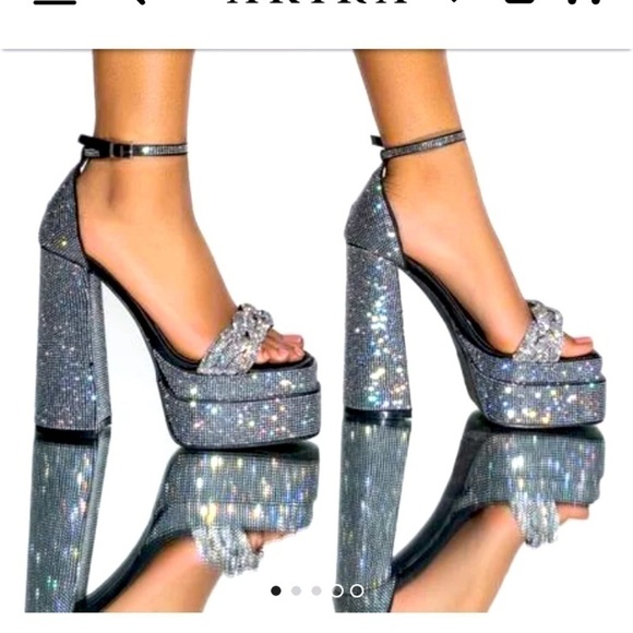 Rhinestone chunky block braided sandals . Whole sandal is covered in crystals - Picture 1 of 4